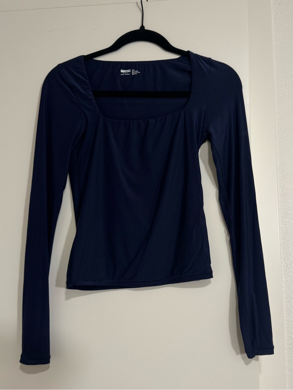 aerie Navy Square Neck Long-Sleeve Top-S